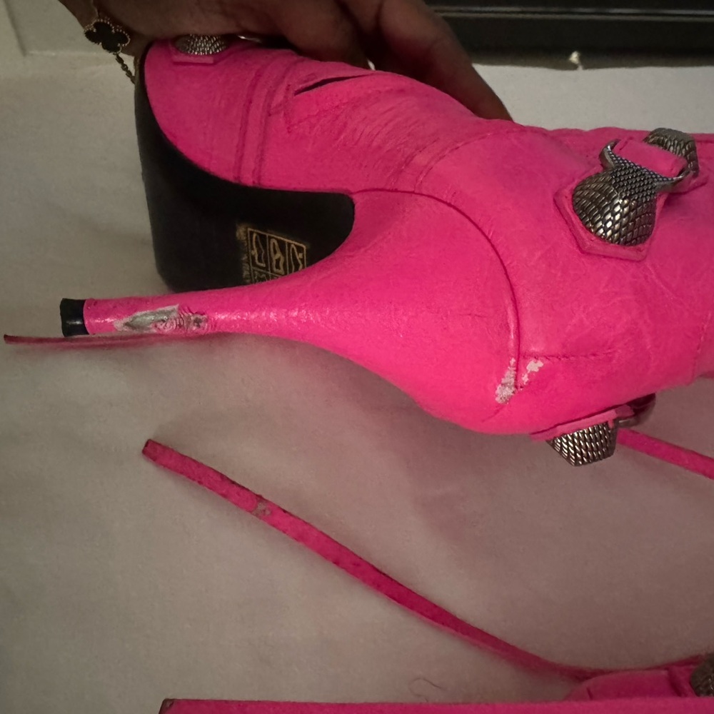 Balenciaga Neon Pink Heeled Boots - Picture 3 of 5